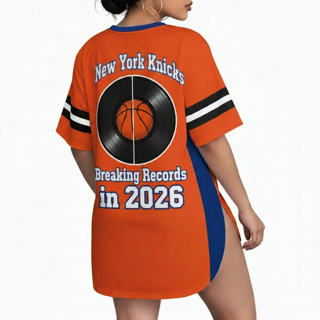 NY Knicks Oversized Graphic Jersey Dress #11 — Women's Street Style